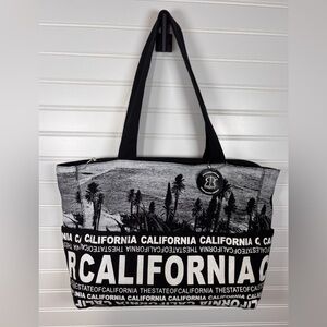 Robin Ruth California Tote Bag Black/Gray/White Canvas, 14x11 Inches